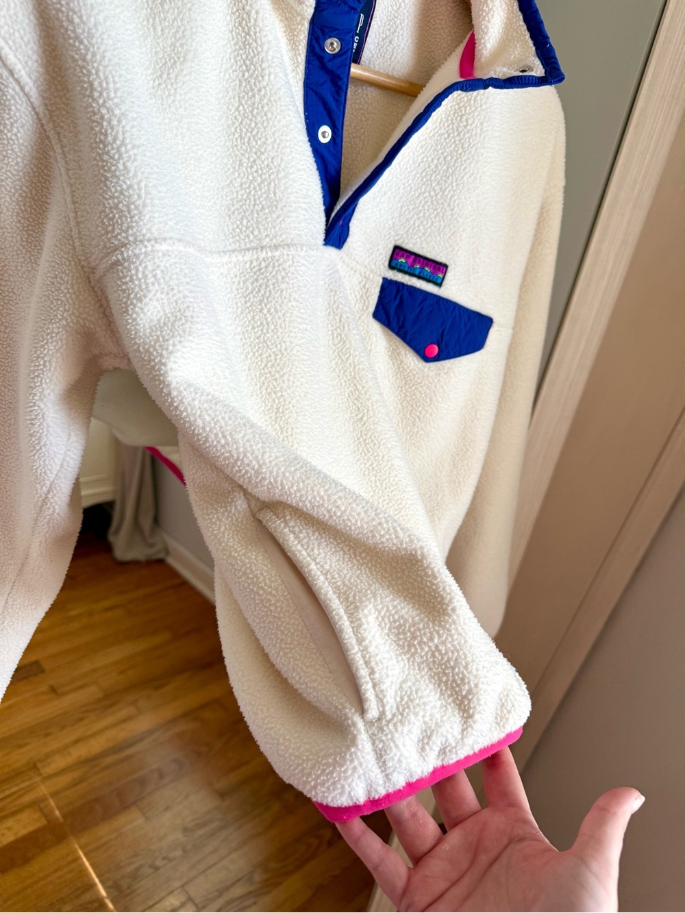 GAP Vintage Style Arctic Fleece Reissue Snap-T Cream Sherpa Pullover Jacket - Picture 9 of 11